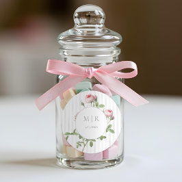 Romantic Chic French Rose Botanical Wedding ラウンドシール