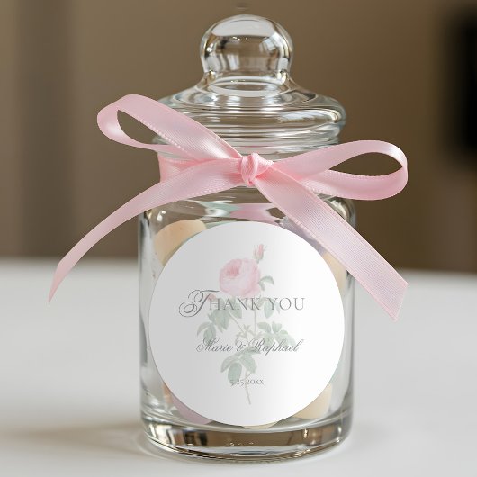 Romantic Chic French Rose Botanical Wedding ラウンドシール