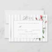 Romantic Chic French Rose Botanical Wedding 出欠カード (正面)