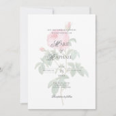 Romantic Chic French Rose Botanical Wedding 招待状 (正面)