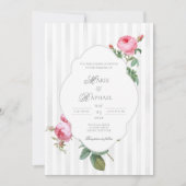 Romantic Chic French Rose Botanical Wedding 招待状 (正面)