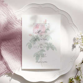 Romantic Chic French Rose Botanical Wedding 招待状