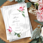 Romantic Chic French Rose Botanical Wedding 招待状