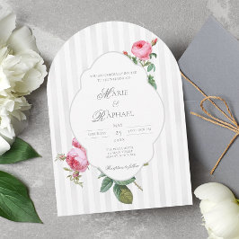 Romantic Chic French Rose Botanical Wedding 招待状