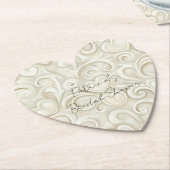 Romantic Chic Heart Swirls Bridal Shower ペーパーコースター (アングル)