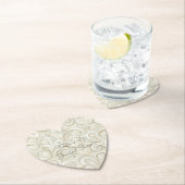 Romantic Chic Heart Swirls Bridal Shower ペーパーコースター (インサイチュ)