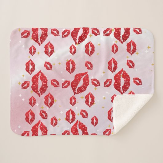 Romantic chic luxe red lips シェルパブランケット (正面(横))