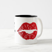 Romantic chic luxe red lips ツートーンマグカップ (正面右)