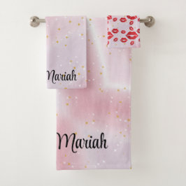 Romantic chic luxe red lips バスタオルセット