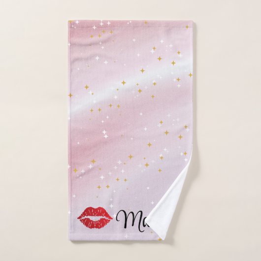 Romantic chic luxe red lips バスタオルセット (ハンドタオル)