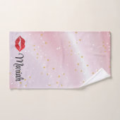 Romantic chic luxe red lips バスタオルセット (ハンドタオル)