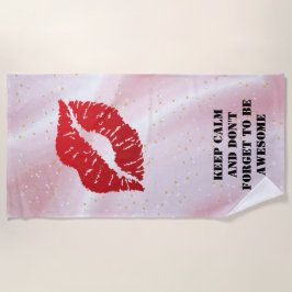 Romantic chic luxe red lips ビーチタオル
