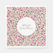 Romantic Chic Pink Roses Floral Bridal Shower スタンダードランチョンナプキン (正面)