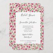 Romantic Chic Pink Roses Floral Bridal Shower 招待状 (正面/裏面)