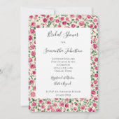 Romantic Chic Pink Roses Floral Bridal Shower 招待状 (正面)