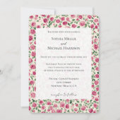 Romantic Chic Pink Roses Floral Wedding 招待状 (正面)