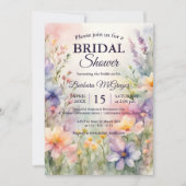 Romantic Chic Watercolor Wildflower Bridal Shower 招待状 (正面)