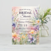 Romantic Chic Watercolor Wildflower Bridal Shower 招待状 (スタンド正面)