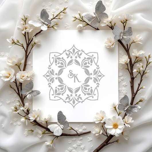 Romantic Chic Wedding Ornate Monogram Initials ラバースタンプ