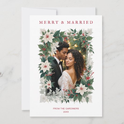 Romantic Christmas Botanical Frame Photo シーズンカード (正面)