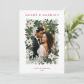 Romantic Christmas Botanical Frame Photo シーズンカード (スタンド正面)