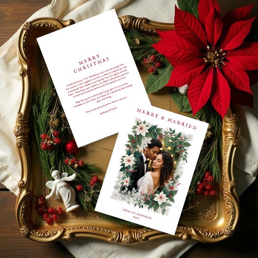 Romantic Christmas Botanical Frame Photo シーズンカード