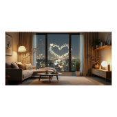 Romantic City Night with Heart Lights ポスター (正面)