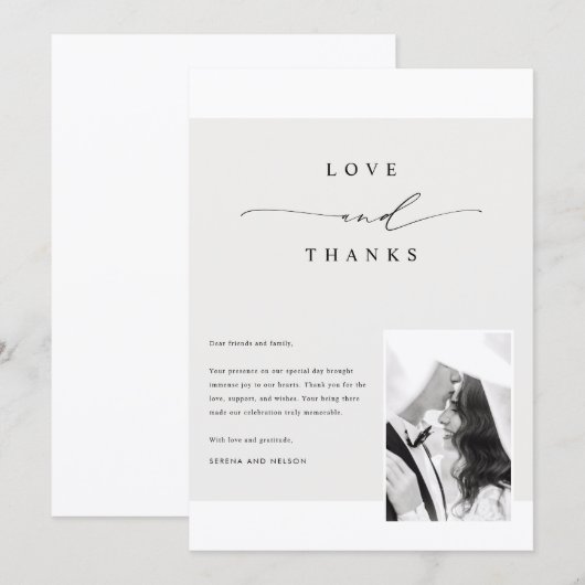 Romantic Classic Formal Wedding Photo サンキューカード (正面/裏面)