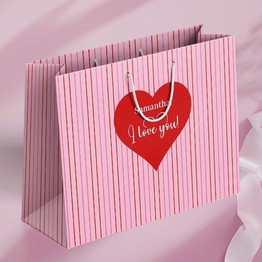 Romantic Classic Hearts I Love You Gift Bag ラージペーパーバッグ