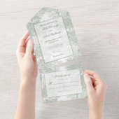 Romantic Classic Sage Green Landscape Toile オールインワン招待状 (貼ってはがせる)