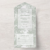 Romantic Classic Sage Green Landscape Toile オールインワン招待状 (内側)