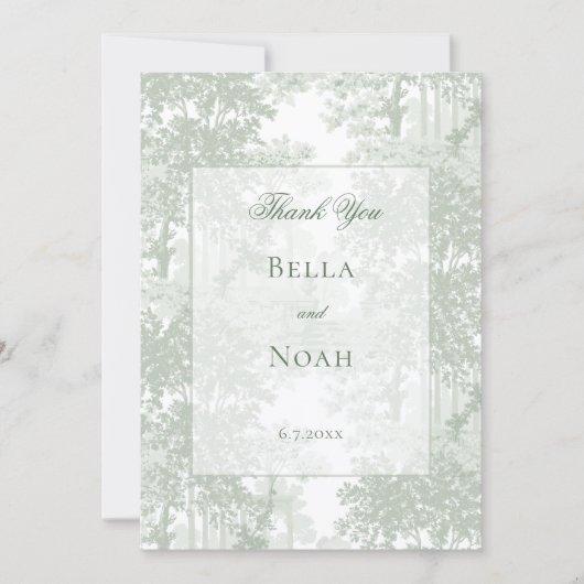 Romantic Classic Sage Green Landscape Toile サンキューカード (正面)