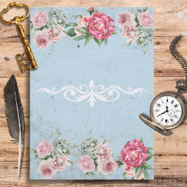 Romantic classy vintage background Ephemera Blue 薄葉紙