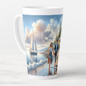 Romantic Coastal Cottage Sunset Stroll カフェラテマグ (左アングル)