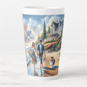 Romantic Coastal Cottage Sunset Stroll カフェラテマグ (正面)