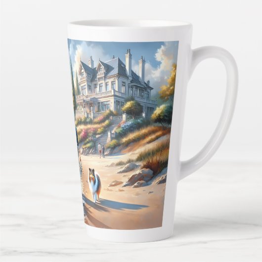 Romantic Coastal Cottage Sunset Stroll カフェラテマグ (右)