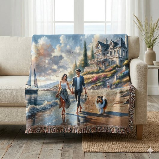 Romantic Coastal Cottage Sunset Stroll スローブランケット