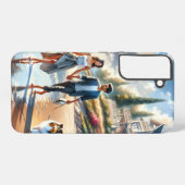 Romantic Coastal Cottage Sunset Stroll Samsung Galaxyケース (裏面横)