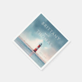 Romantic Coastal Lighthouse Scene スタンダードカクテルナプキン (角)