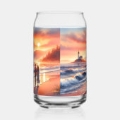 Romantic Coastal Sunset Lighthouse Walk ガラス缶 (左)