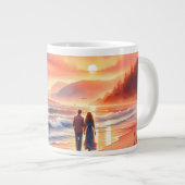 Romantic Coastal Sunset Lighthouse Walk ジャンボコーヒーマグカップ (正面右)