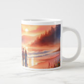 Romantic Coastal Sunset Lighthouse Walk ジャンボコーヒーマグカップ (右)