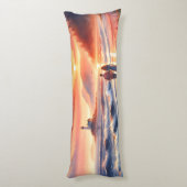 Romantic Coastal Sunset Lighthouse Walk ボディピロー (裏面 (縦))