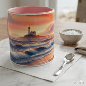 Romantic Coastal Sunset Lighthouse Walk マグカップ