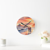 Romantic Coastal Sunset Lighthouse Walk ラウンド壁時計 (ホーム)