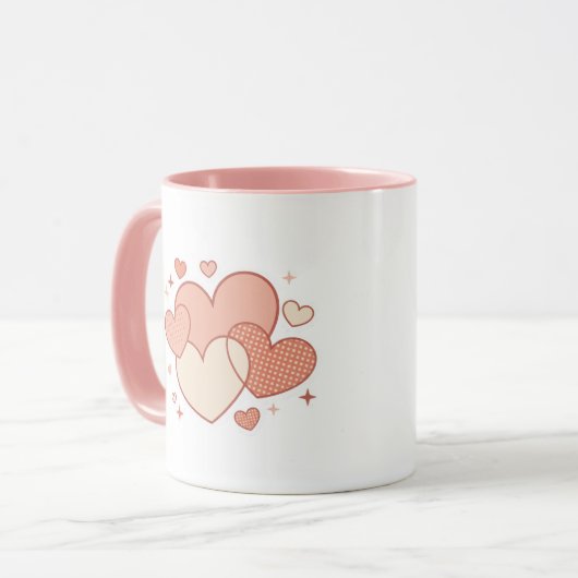 Romantic Coffee Cup with Hearts Gift  マグカップ (正面左)