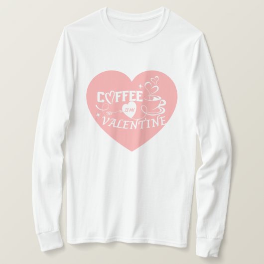 Romantic Coffee Lover Valentine Pink Heart Arrow Tシャツ (デザイン正面)