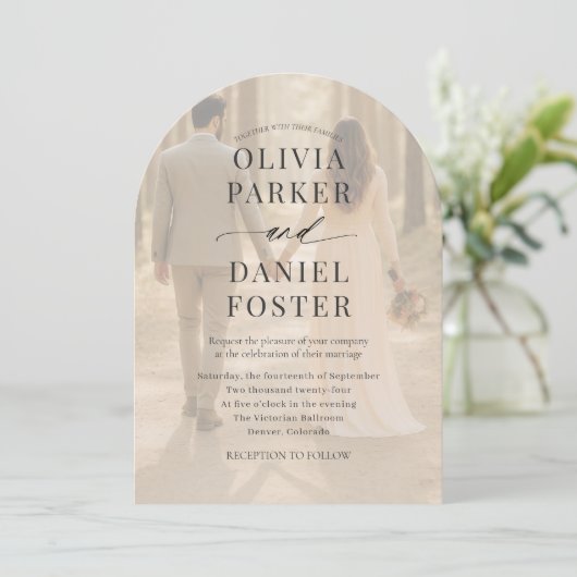 Romantic Contemporary Photo Overlay Wedding 招待状 (スタンド正面)