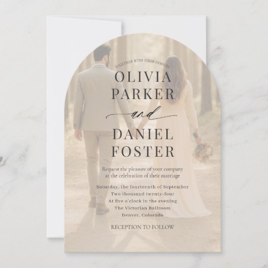 Romantic Contemporary Photo Overlay Wedding 招待状 (正面)