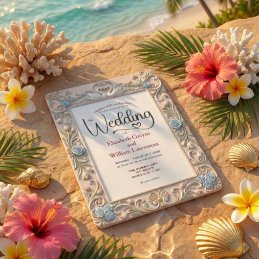 Romantic Coquette Fairytale Baroque Love Birds 招待状